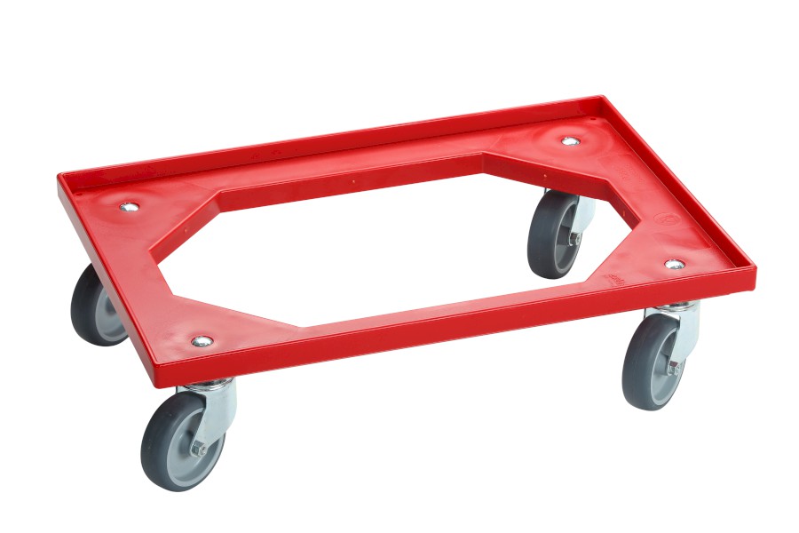 Vozík 64S-GU 4-0 KT červený, GU šedá kola 100 mm